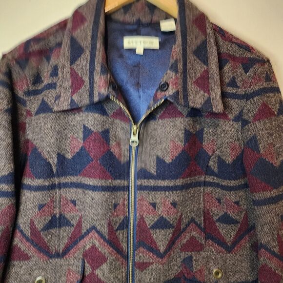 Stetson Aztec Jacket Womens XL Wool Blend Full Zip Southwestern Country Western - Picture 2 of 12